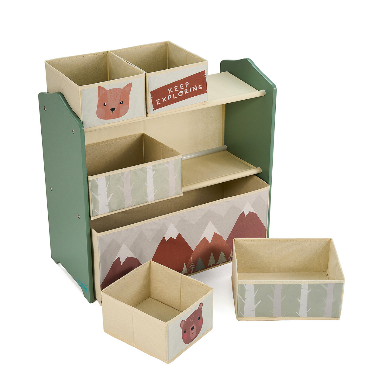 Organizator jucarii / mobilier camera copilului Green Forest, U-grow, 63x30x60 cm, lemn, verde - imagine 4
